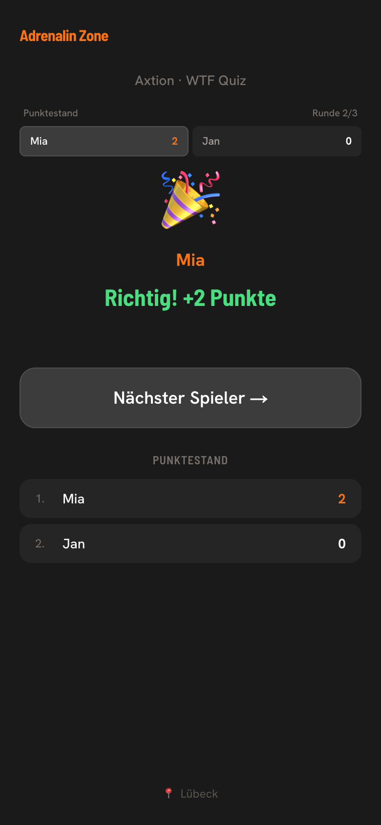 Live-Punktestand für die ganze Gruppe